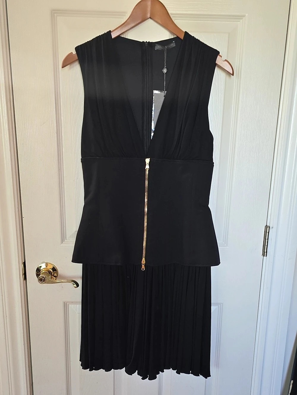Alexander McQueen Black Pleated Midi Dress Size 4 NWT